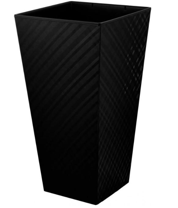 Горшок для цветов InGreen Manhattan CUBE 300х300х564мм 34л c дренаж. вставкой оникс                         